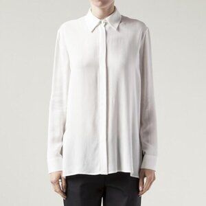 The Row Carlton Porcelain Crepe Pleated Back Blouse Size M | New Without Tags